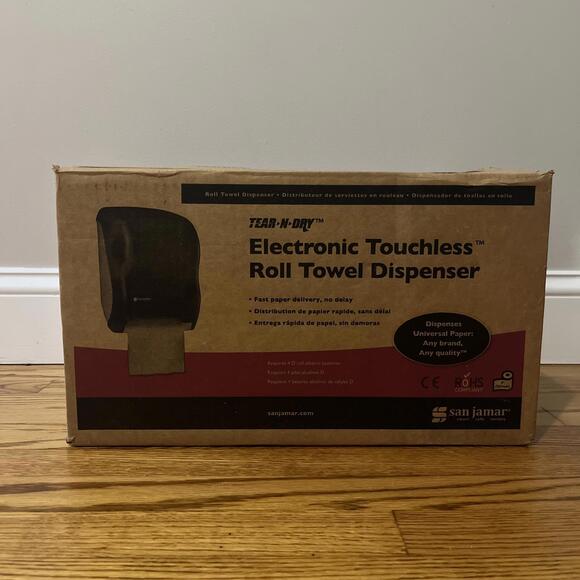 San Jamar T1300TBK Tear-N-Dry Touchless Roll Towel Dispenser - Black Pearl New